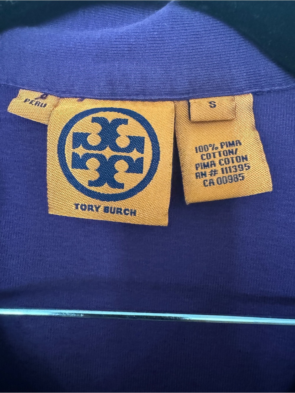 Tory Burch Plum Short-Sleeve Button Polo with Gold Buttons - Picture 3 of 4